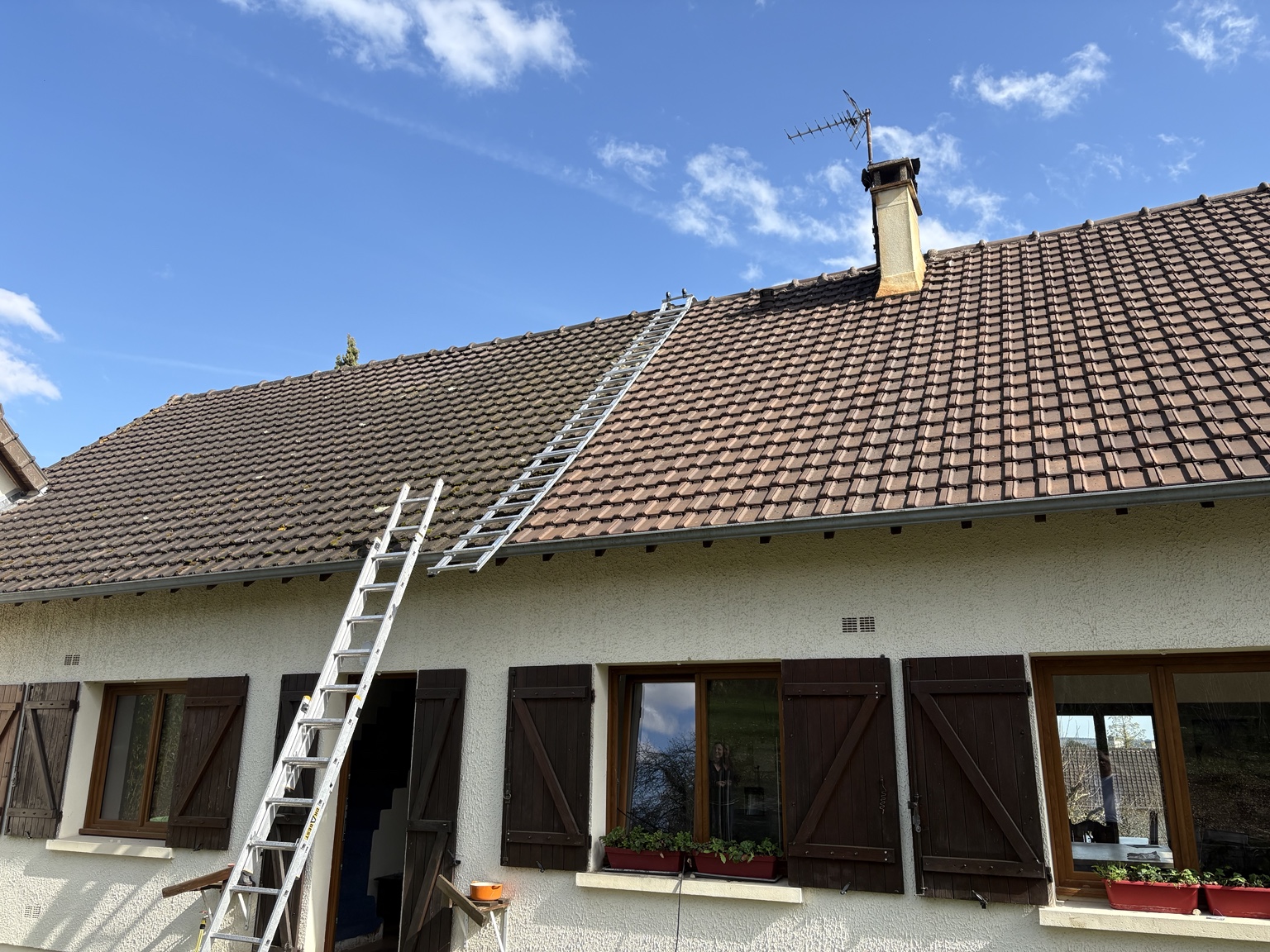 Toiture avant démoussage - L'Eco-Renov
