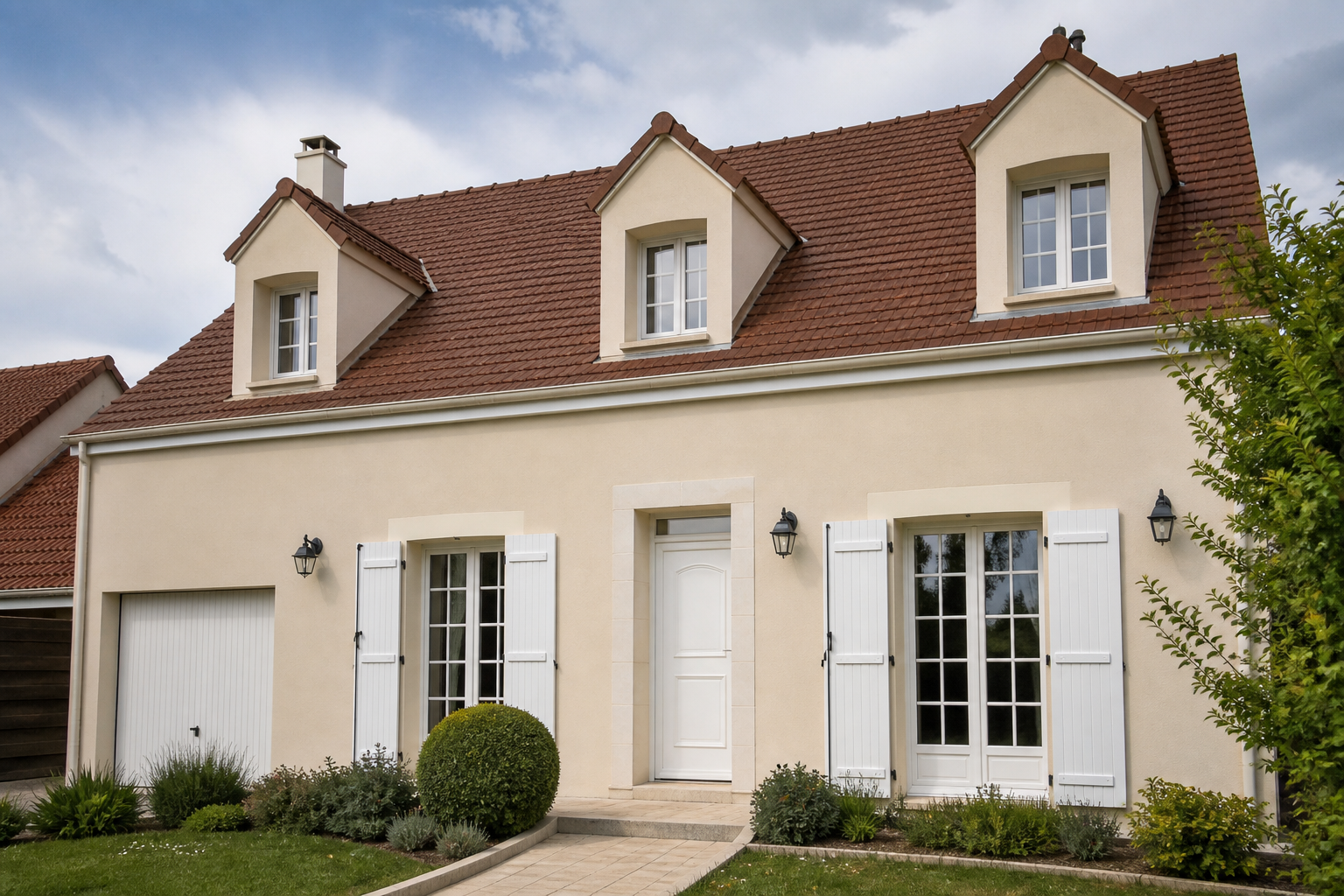 Façade en crépi après démoussage et nettoyage professionnel à Chantecoq, Loiret (45)