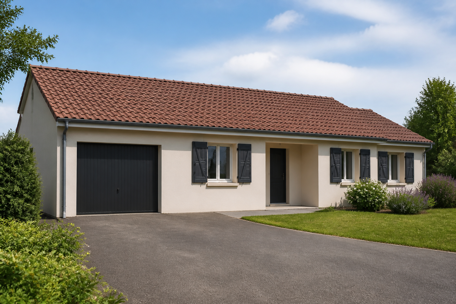 Façade repeinte en 2 couches après ravalement sur pavillon du Loiret (45)